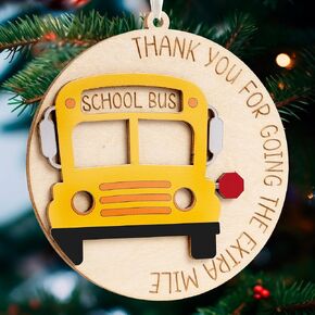 School Bus Driver Ornament, Bus Driver Appreciation Gifts, Thank You Appreciation Gift for Bus Driver, School Staff, 3.9in Wooden Christmas Decoration for Car and Tree, Thank You Presents for Me