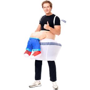 PTS Inflatable Costume Adult, Blow Up Ride On Toilet Costume for Halloween Inflatables Cosplay Party