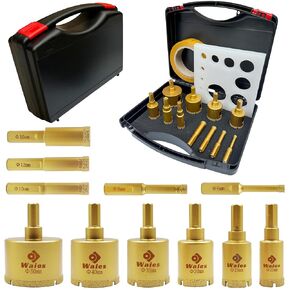 Diamond Drill Bits for Ceramic Stone Glass Tile Porcelain, 11 Pcs Diamond Hole Saw Kit Cutter Tools with Hole Saw Guide Jig (6-50mm)