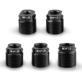 طقم محول مقبض العتاد-5 عبوات ملائمة لخيوط M10x1.25/M12/M14 ، إدراج الجوز التثبيت السريع للسيارة/الشاحنة/سيارات الدفع الرباعي ناقل حركة يدوي (سبيكة الألومنيوم)