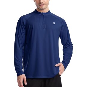 Roadbox Men's 1/4 Zip Pullover Long Sleeve, UPF 50+ UV Sun Protection Shirts, Swim Rash Guard Tops for Running Fishing