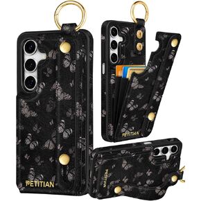 Petitian for Samsung Galaxy A15 5G Case with Wallet - Women Girls Cute جمالية جمالية فريدة من نوعها تصميم بطاقة بطاقة الائتمان الخاصة بالمعصم من أجل Galaxy A15 5G ، تنمو زهرة