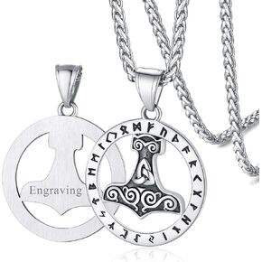 FaithHeart Viking Thor's Hammer Talisman Necklace for Men, Vintage Norse Mjolnir Amulet Pendant with Sturdy Wheat Chain, Stainless Steel Jewelry (Gift Box)