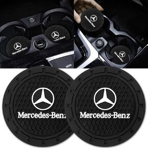 Generic Car Cup Holder Coaster for Mercedes-Benz A-Class C-Class CLA CLS AMG GLC GLE GLS Recessed Silicone Non-Slip Car Interior Accessories Drink Coaster 2.76in 2PC Black