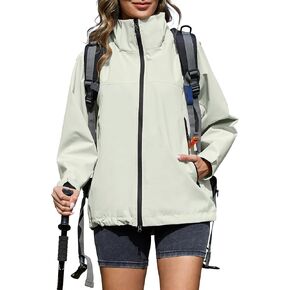 Zando Lightweight Rain Jacket Women Waterproof Rain Coats for Women Loose Fit Raincoat Hooded Hiking Windbreaker Jacket Women