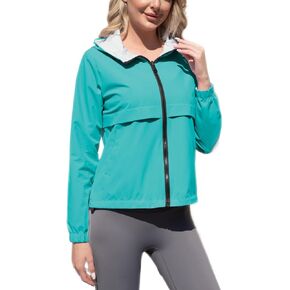 Womens Waterproof Reversible Rain Jacket Lightweight Raincoat Packable Hooded Outdoor Windbreaker Jacket