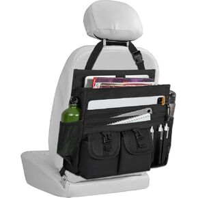 Car Front Seat Organizer Backseat Organizer with Dedicated Tablet Laptop Storage Adjustable Shoulder Strap Cup Holder Truck Seat Storage for Passenger, Law Enforcement, Police, Patrol Bag