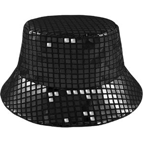 MILAKOO Shiny Glitter Bucket Hat Squin Rhinestone Bling Sparkly Retro Party Cap for Men Women