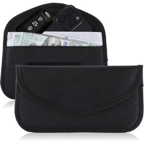 2pcs Faraday Bag for Cell Phone Car Keys, Anti Theft RFID Signal Blocking Pouch Anti Tracking Blocker Cell Phone Sleeves Fob Wallet Case Signal Jammer Privacy Protection(Silver)