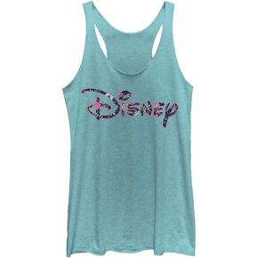 Disney Logo Floral Fill Women's Racerback Tank Top