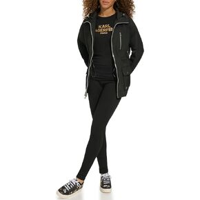 Karl Lagerfeld Paris Women's Soft Windbreaker Rain Wear Durable 3 Pocket Anorak