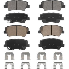 Front Ceramic & Rear Semi-Metallic Brake Pads Set for Hyundai Elantra 2012-2016, Elantra 1.8L 2011-2012, Elantra GT 2013-2016, Veloster 2012-2016, 8PCS