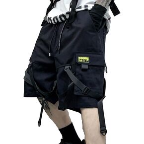 XYXIONGMAO Men's Streetwear Black Techwear Pants Gothic Cargo Tactical Shorts Joggers Hip Hop Overalls for Men