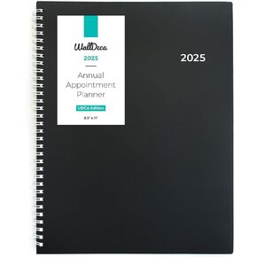مخطط أسبوعي للمواعيد من WallDeca 2024 - مخطط أسبوعي وشهري سنوي، يناير - ديسمبر 2024، غطاء مرن مقاس 8.5 × 11 بوصة، من 7 صباحًا إلى 7 مساءً، صفحات ملاحظات، ربط بسلك مزدوج