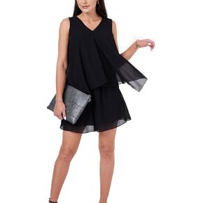 Women's Summer 2 Piece Outfits Sets Chiffon Double Layers Flouncing Sleeveless Tops and Shorts Dressy Casual Suits