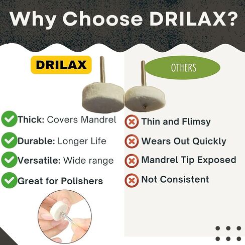DRILAX Wool Felt Buffing Polishing Wheels 102 Pieces 429 Compatible with Dremel Polishing Kit for Jewelry 1 inch Diameter Thick 2 Screw Mandrel 401 1/8 inch Shank Rotary Tool in Saudi Arabia