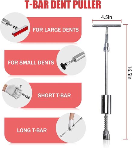 HUGBEO 128 PCS Dent Removal Kit,Paint-Safe Dent Removal Tools, DIY Dent Puller Set with Black Lifter, T-Bar, Bridge Suction Cup Puller, Rubber Hammer & Glue Gun for Car Dent Removal in Kuwait