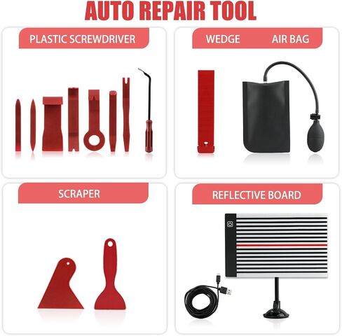HUGBEO 128 PCS Dent Removal Kit,Paint-Safe Dent Removal Tools, DIY Dent Puller Set with Black Lifter, T-Bar, Bridge Suction Cup Puller, Rubber Hammer & Glue Gun for Car Dent Removal in Kuwait