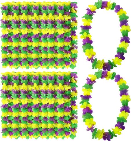 Juntbrushs 24 Pack وطني Leis Red White و Blue Flower Leis ، 4 يوليو أكاليلز هاواي Luau زهرة قلادات كبيرة في الرابع من يوليو ، يوم الذكرى ، ديكورات يوم الاستقلال. in Saudi Arabia