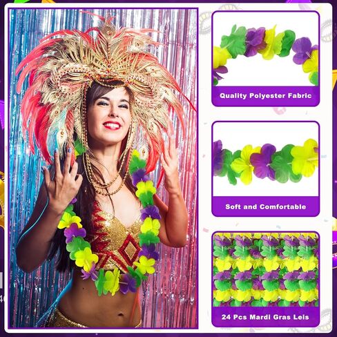 Juntbrushs 24 Pack وطني Leis Red White و Blue Flower Leis ، 4 يوليو أكاليلز هاواي Luau زهرة قلادات كبيرة في الرابع من يوليو ، يوم الذكرى ، ديكورات يوم الاستقلال. in Saudi Arabia