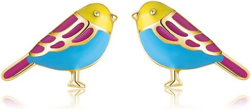 SLUYNZ Sterling Silver Little Bird Earrings Stud for Women Teens Colorful Small Bird Stud Earrings Small Pet Animal Earrings Enamel Stud Earrings in Kuwait