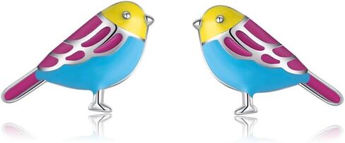 SLUYNZ Sterling Silver Little Bird Earrings Stud for Women Teens Colorful Small Bird Stud Earrings Small Pet Animal Earrings Enamel Stud Earrings in Kuwait