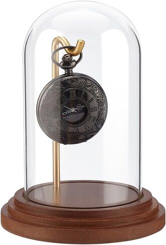 PH Pandahall Pocket Watch Display Display Dome مع Hook 5.7 "X4" Watch Display Case Watch Watch With Wood Base Plants Dome For Wath's Bead's Pocket Watches Medals Trolembles Ornamble in Kuwait