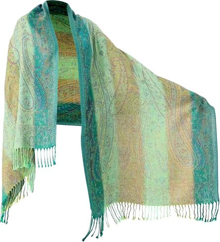 Women Paisley Pashmina Shawl Wrap Colorful Pattern Reversible Winter Scarf in Saudi Arabia