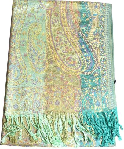 Women Paisley Pashmina Shawl Wrap Colorful Pattern Reversible Winter Scarf in Saudi Arabia