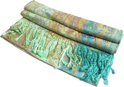 Women Paisley Pashmina Shawl Wrap Colorful Pattern Reversible Winter Scarf in Saudi Arabia