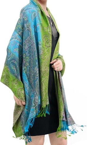 Women Paisley Pashmina Shawl Wrap Colorful Pattern Reversible Winter Scarf in Saudi Arabia