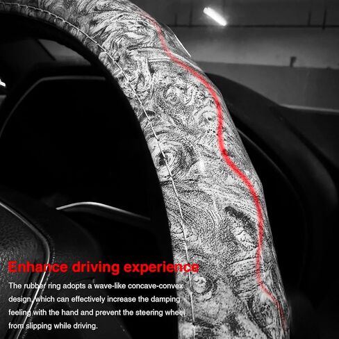 Wood Grain Steering Wheel Cover - Comfortable Grip, Artistic Design, Easy to Install, Universal Fit for Cars, Trucks, Vans & SUVs (White) in Kuwait