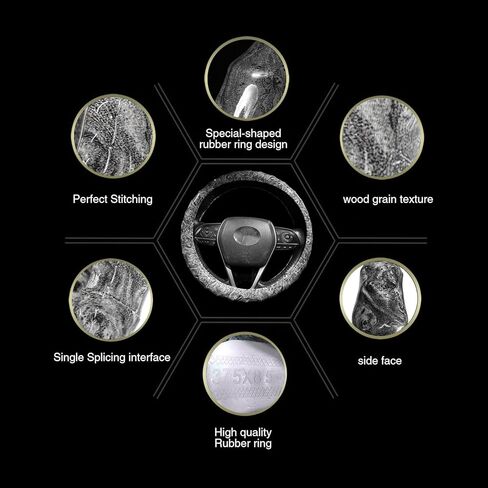 Wood Grain Steering Wheel Cover - Comfortable Grip, Artistic Design, Easy to Install, Universal Fit for Cars, Trucks, Vans & SUVs (White) in Kuwait