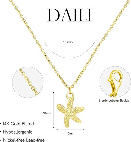 Shell Necklace for Women,14k Gold Plated Layered Starfish Conch SeaShell Pearl Pendant Charm Necklace,Non Tarnish Adjustable Stainless Steel Chain Stack Jewelry for Summer Beach Vacation in Saudi Arabia