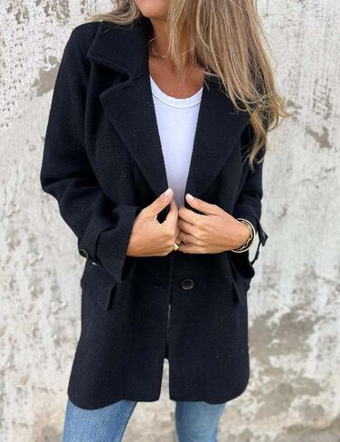IDEALSANXUN Wool Pea Coats for Women Fall Winter Classic Mid Length Peacoat Trench Coat Blazer Jacket in Saudi Arabia
