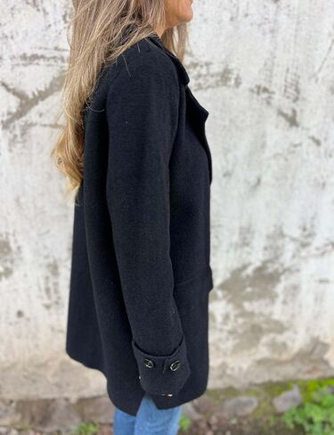 IDEALSANXUN Wool Pea Coats for Women Fall Winter Classic Mid Length Peacoat Trench Coat Blazer Jacket in Saudi Arabia