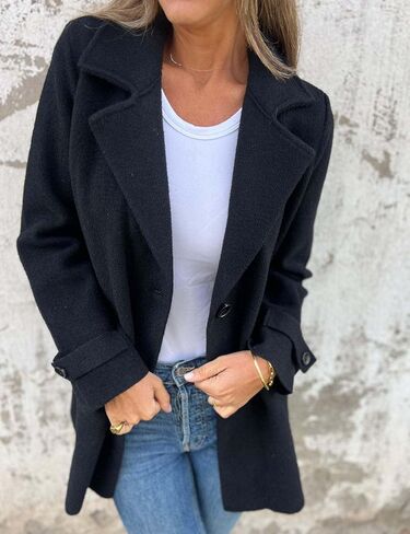 IDEALSANXUN Wool Pea Coats for Women Fall Winter Classic Mid Length Peacoat Trench Coat Blazer Jacket in Saudi Arabia