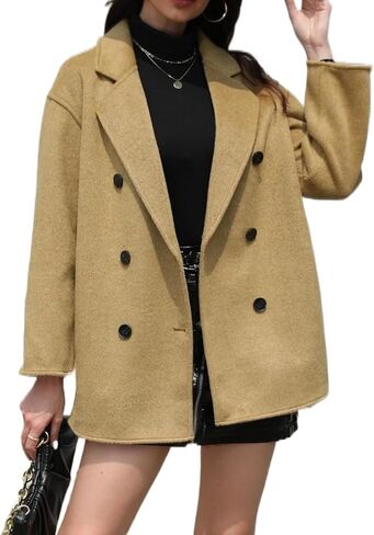 Wool Blend Wrap Coat Women’s Superior 70 ٪ معطف صوف ، معطف صوف طويل أنيق مع حزام in Kuwait