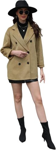 Wool Blend Wrap Coat Women’s Superior 70 ٪ معطف صوف ، معطف صوف طويل أنيق مع حزام in Kuwait