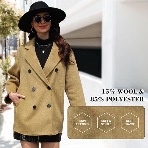 Wool Blend Wrap Coat Women’s Superior 70 ٪ معطف صوف ، معطف صوف طويل أنيق مع حزام in Kuwait
