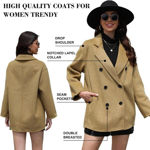Wool Blend Wrap Coat Women’s Superior 70 ٪ معطف صوف ، معطف صوف طويل أنيق مع حزام in Kuwait