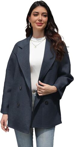 Wool Blend Wrap Coat Women’s Superior 70 ٪ معطف صوف ، معطف صوف طويل أنيق مع حزام in Kuwait