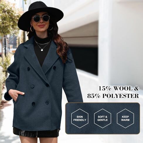 Wool Blend Wrap Coat Women’s Superior 70 ٪ معطف صوف ، معطف صوف طويل أنيق مع حزام in Kuwait