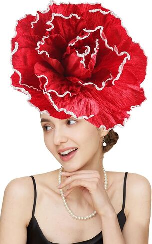 Gionforsy Large Flower Fascinators Hat Tea Party Hats for Women Flower Cocktail Headband for Wedding in Kuwait