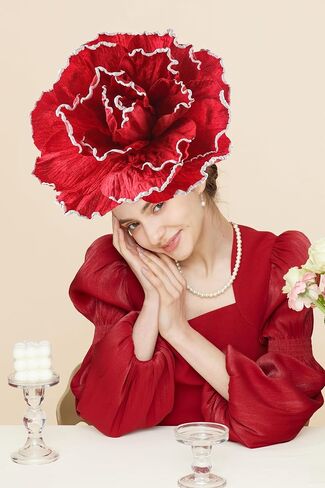 Gionforsy Large Flower Fascinators Hat Tea Party Hats for Women Flower Cocktail Headband for Wedding in Kuwait