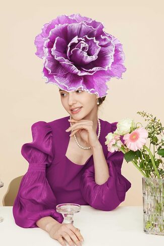 Gionforsy Large Flower Fascinators Hat Tea Party Hats for Women Flower Cocktail Headband for Wedding in Kuwait
