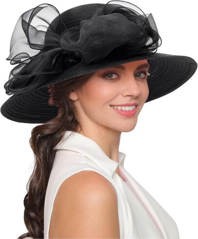 Women Organza Kentucky-Chunch-Derby Sun-Hat Bowler Fascinator-Tea-Party Hat for Spring Summer in Saudi Arabia
