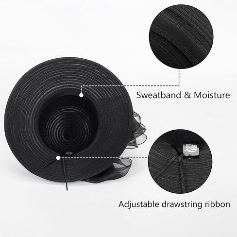 Women Organza Kentucky-Chunch-Derby Sun-Hat Bowler Fascinator-Tea-Party Hat for Spring Summer in Saudi Arabia