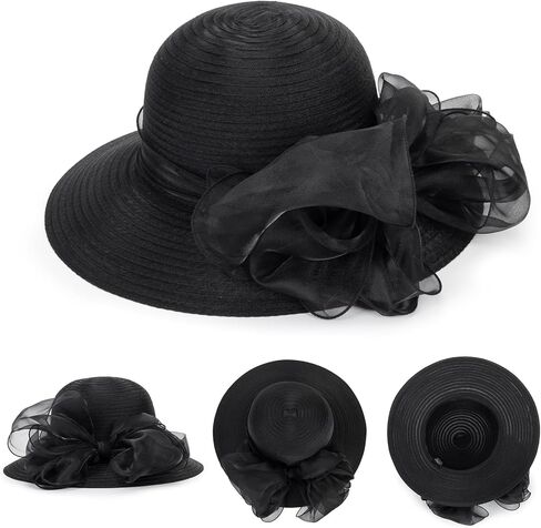 Women Organza Kentucky-Chunch-Derby Sun-Hat Bowler Fascinator-Tea-Party Hat for Spring Summer in Saudi Arabia