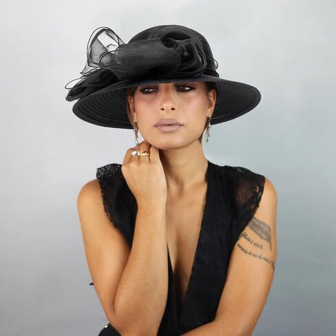Women Organza Kentucky-Chunch-Derby Sun-Hat Bowler Fascinator-Tea-Party Hat for Spring Summer in Saudi Arabia